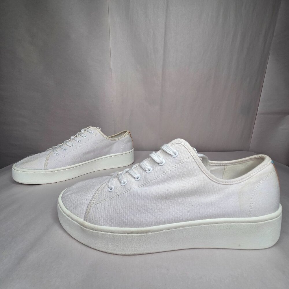 J. Crew Women's Platform Canvas Sneakers White with Stripes Size 8.5